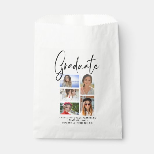 Elegant Script Multi Photo Afstuderen Afstuderen Bedankzakje (Voorkant)