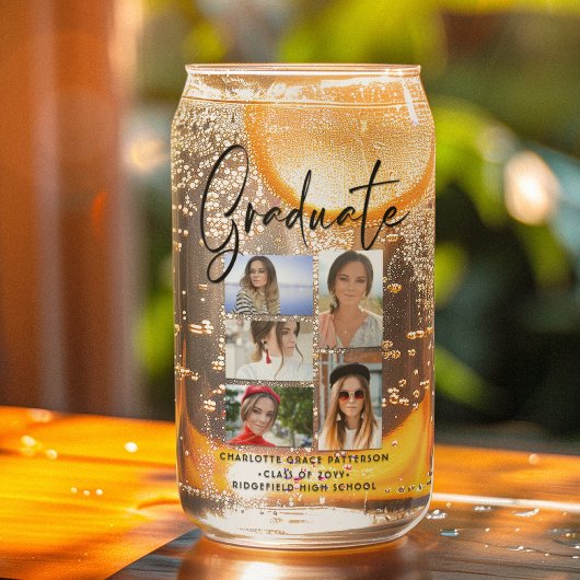 Elegant Script Multi Photo Afstuderen Afstuderen Blikvorm Glas