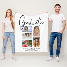 Elegant Script Multi Photo Afstuderen Afstuderen Fleece Deken