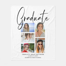 Elegant Script Multi Photo Afstuderen Afstuderen Fleece Deken