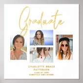 Elegant Script Multi Photo Afstuderen Afstuderen Folie Afdrukken (Voorkant)