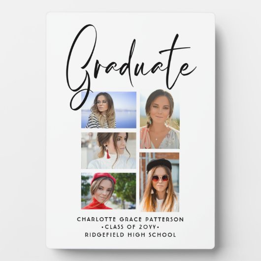 Elegant Script Multi Photo Afstuderen Afstuderen Fotoplaat (voorkant)
