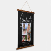 Elegant Script Multi Photo Afstuderen Afstuderen Hangend Wandkleed (Gebogen)