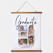 Elegant Script Multi Photo Afstuderen Afstuderen Hangend Wandkleed (Voorkant)