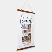 Elegant Script Multi Photo Afstuderen Afstuderen Hangend Wandkleed (Gebogen)