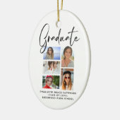 Elegant Script Multi Photo Afstuderen Afstuderen Keramisch Ornament (Links)