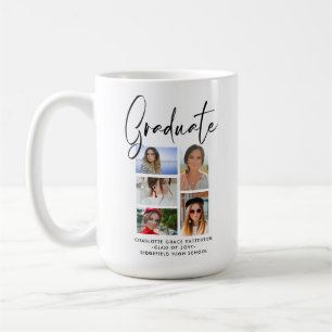 Elegant Script Multi Photo Afstuderen Afstuderen Koffiemok