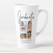Elegant Script Multi Photo Afstuderen Afstuderen Latte Mok (Rechts)