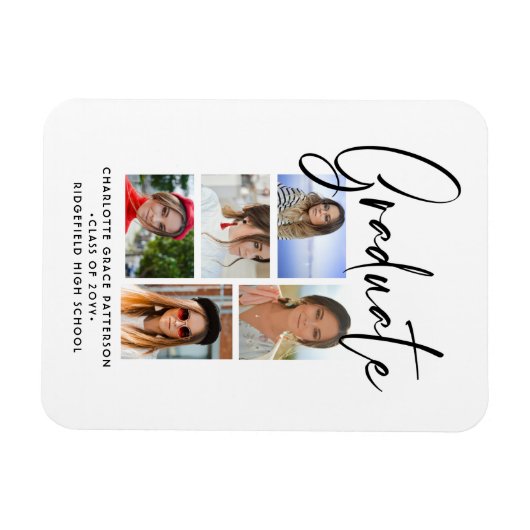 Elegant Script Multi Photo Afstuderen Afstuderen Magneet (Horizontaal)