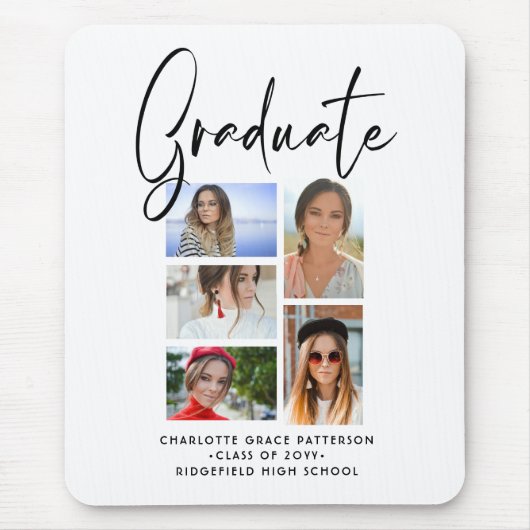Elegant Script Multi Photo Afstuderen Afstuderen Muismat (Voorkant)