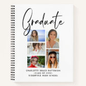 Elegant Script Multi Photo Afstuderen Afstuderen Notitieboek (Voorkant)