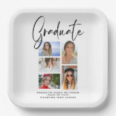 Elegant Script Multi Photo Afstuderen Afstuderen Papieren Bordje (Voorkant)