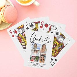 Elegant Script Multi Photo Afstuderen Afstuderen Pokerkaarten