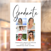 Elegant Script Multi Photo Afstuderen Afstuderen Raamsticker (Vel 2)