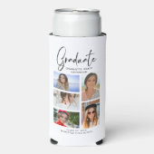 Elegant Script Multi Photo Afstuderen Afstuderen Seltzer Blikjeskoeler (Seltzer Voorkant)
