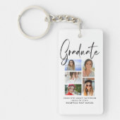 Elegant Script Multi Photo Afstuderen Afstuderen Sleutelhanger (Voorkant)