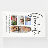 Elegant Script Multi Photo Afstuderen Afstuderen Spandoek (Horizontaal)