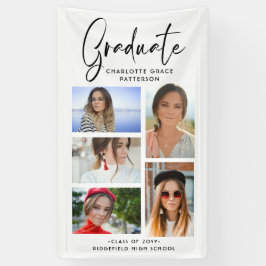 Elegant Script Multi Photo Afstuderen Afstuderen Spandoek