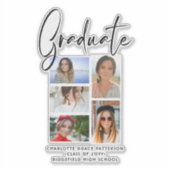 Elegant Script Multi Photo Afstuderen Afstuderen Sticker (Voorkant)