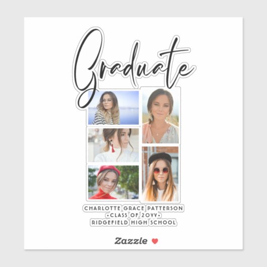 Elegant Script Multi Photo Afstuderen Afstuderen Sticker (Vel)