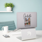 Elegant Script Multi Photo Afstuderen Afstuderen Sticker (Laptop op bureau)
