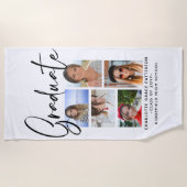 Elegant Script Multi Photo Afstuderen Afstuderen Strandlaken (Voorkant)