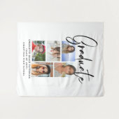 Elegant Script Multi Photo Afstuderen Afstuderen Wandkleed (Voorkant (horizontaal))