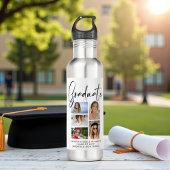 Elegant Script Multi Photo Afstuderen Afstuderen Waterfles