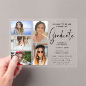 Elegant Script Multi Photo Graduparty Acryl Uitnodigingen (Insitu (Draagbaar))