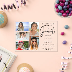 Elegant Script Multi Photo Graduparty Acryl Uitnodigingen