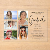 Elegant Script Multi Photo Graduparty Acryl Uitnodigingen (Voorkant)