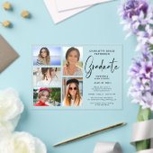 Elegant Script Multi Photo Graduparty Acryl Uitnodigingen (Insitu (Huwelijk))