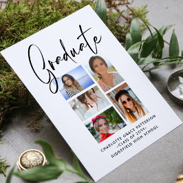 Elegant Script Multi Photo Graduparty Kaart