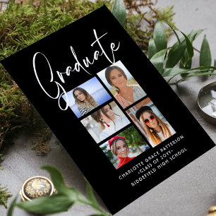 Elegant Script Multi Photo Graduparty Kaart