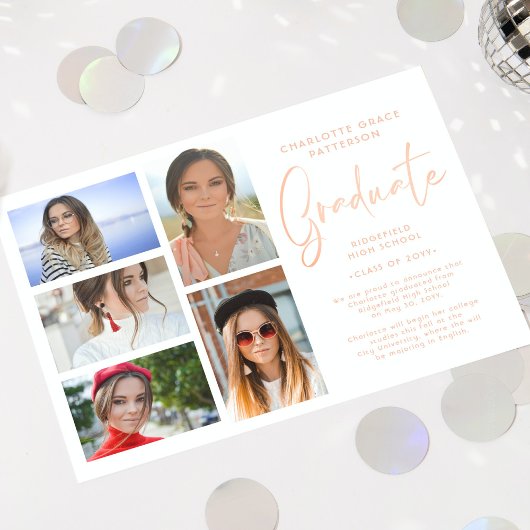 Elegant Script Multi Photo Graduparty Kaart