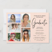 Elegant Script Multi Photo Graduparty Kaart (Voorkant)