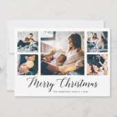 Elegant Script Multi Photo Grid | Vrolijk kerstfee Feestdagenkaart (Voorkant)
