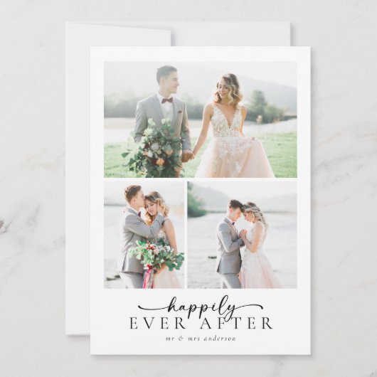 Elegant Script Multiple Photo Wedding Bedankkaart (Voorkant)