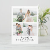 Elegant Script Multiple Photo Wedding Bedankkaart (Staand voorkant)