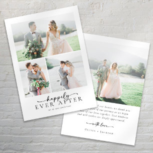 Elegant Script Multiple Photo Wedding Bedankkaart