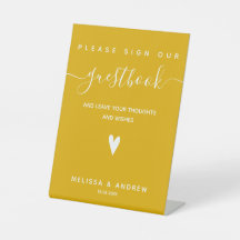 Elegant script - Mustard Wedding Guestbook Signing