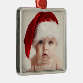 Elegant Script My 1st Christmas Baby's Photo Metalen Ornament (Rechts)