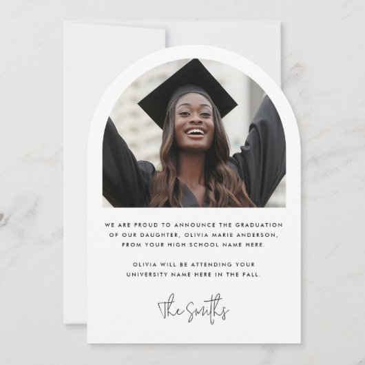 Elegant script naam foto afstuderen aankondiging (Achterkant)