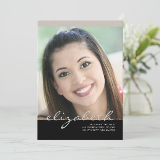 Elegant Script Name Afstudeerder: Champagne Kaart (Staand voorkant)