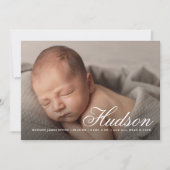 Elegant Script Name baby fotobirth Aankondiging (Voorkant)