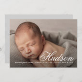 Elegant Script Name baby fotobirth Aankondiging (Voorkant / Achterkant)