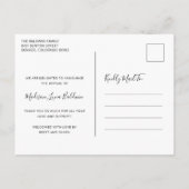 Elegant Script Name Baby Girl Foto geboorte Aankondigingskaart (Achterkant)