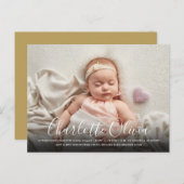 Elegant Script Name Baby Photo Birth Aankondigingskaart (Voorkant / Achterkant)