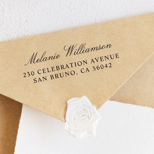 Elegant Script Name & Classic Return Address Rubberstempel