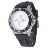 Elegant Script Name Custom Monogram Initiaal Horloge (Gekanteld)